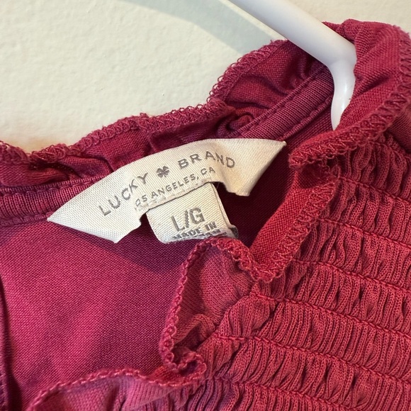 Lucky Brand Smocked Long Sleeve Blouse with Bib Collar - Picture 6 of 6